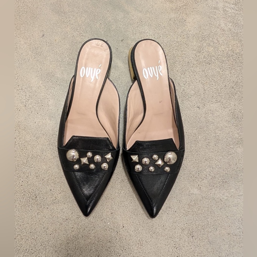 Vintage Black Studded Women's Mules